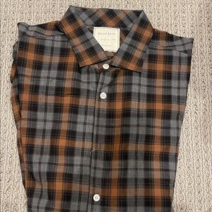 Billy Reid Men's Checkered Shirt - Brown and Gray